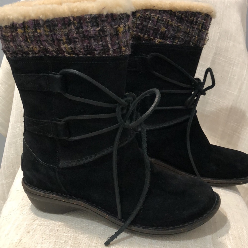 UGG Australia Womens Tanasa Knit, Black Suede Winter Boots Size 7 - Picture 3 of 10